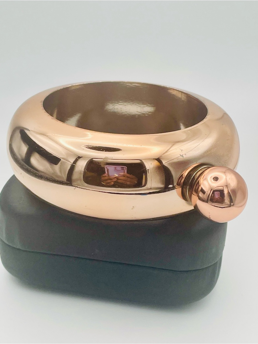 Rose Gold Stainless Steel Chunky Dome Bangle Bracelet Flask. Size 8